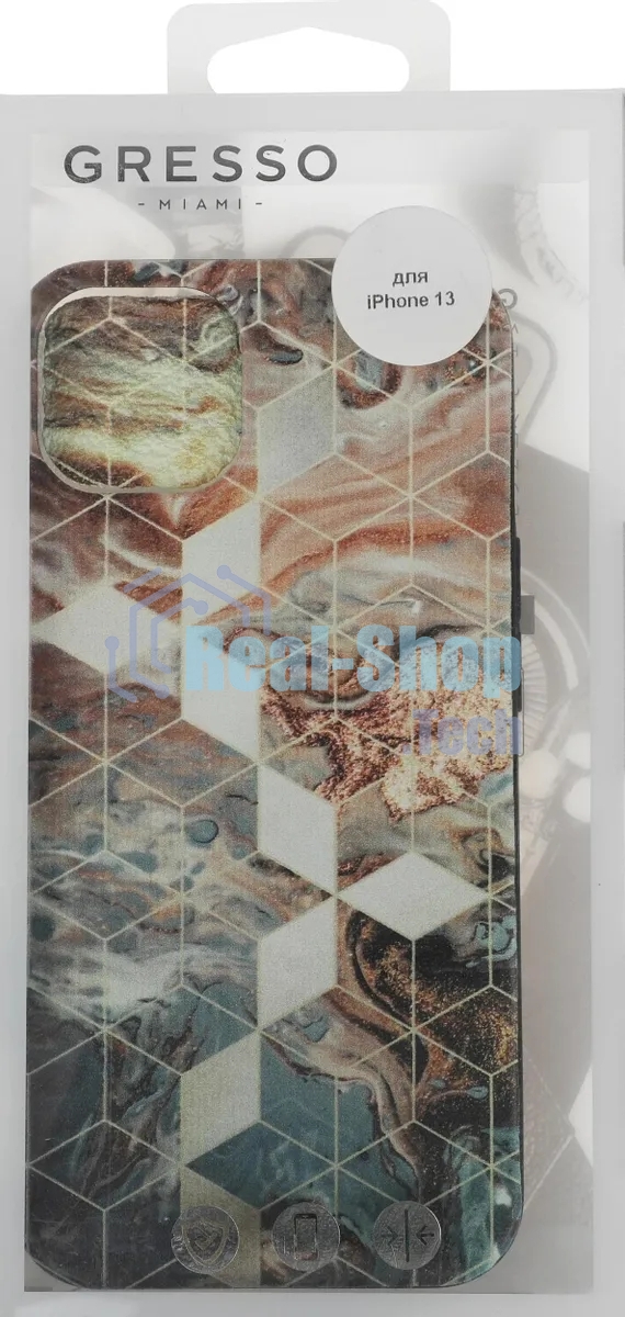 Чехол (клип-кейс) Gresso Meridian, для iPhone 13, золотистый/синий gr17aaae8888
