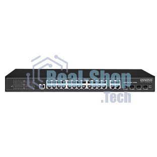 Коммутатор управляемый L2 PoE Osnovo SW-8244/L(400W) Gigabit Ethernet на 24 RJ45 PoE + 4 x GE Combo Uplink, до 30W на порт, суммарно до 400W