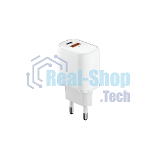 Сетевое зарядное устройство OLMIO Type-C+USB, 20W, 3A, QuickCharge3.0, PowerDelivery, белое