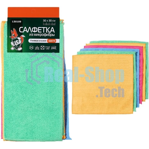 Салфетка LI-SA LS0109 из микрофибры в наборе (6 шт-30х30 см), плотность 200г/м2 48875