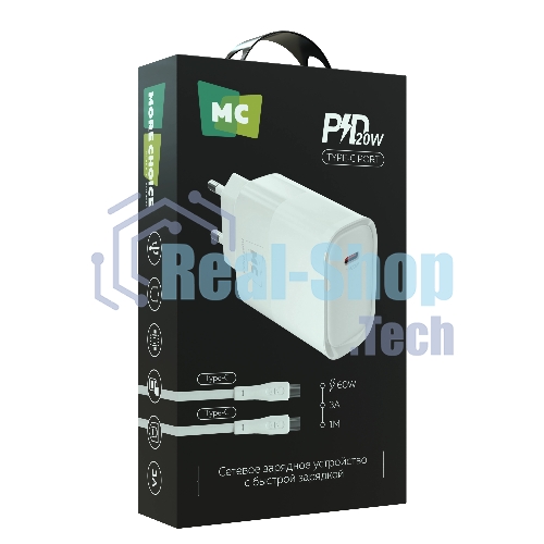 Сетевое зарядное устройство MORE CHOICE (4620202553508) NC67a СЗУ 1Type-C 3.0A PD 20W, белый