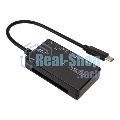 Кард-ридер Rexant 18-4118/черный/MS/MS PRODUO/M2/MMC/SD/microSD/microSDHC/microSDXC/USB Type-C/пластик