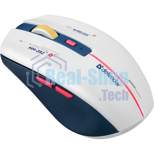 Мышь беспроводная Defender Dila MM-282 белый/синий, 1800 dpi, радиоканал, USB, кнопки - 6