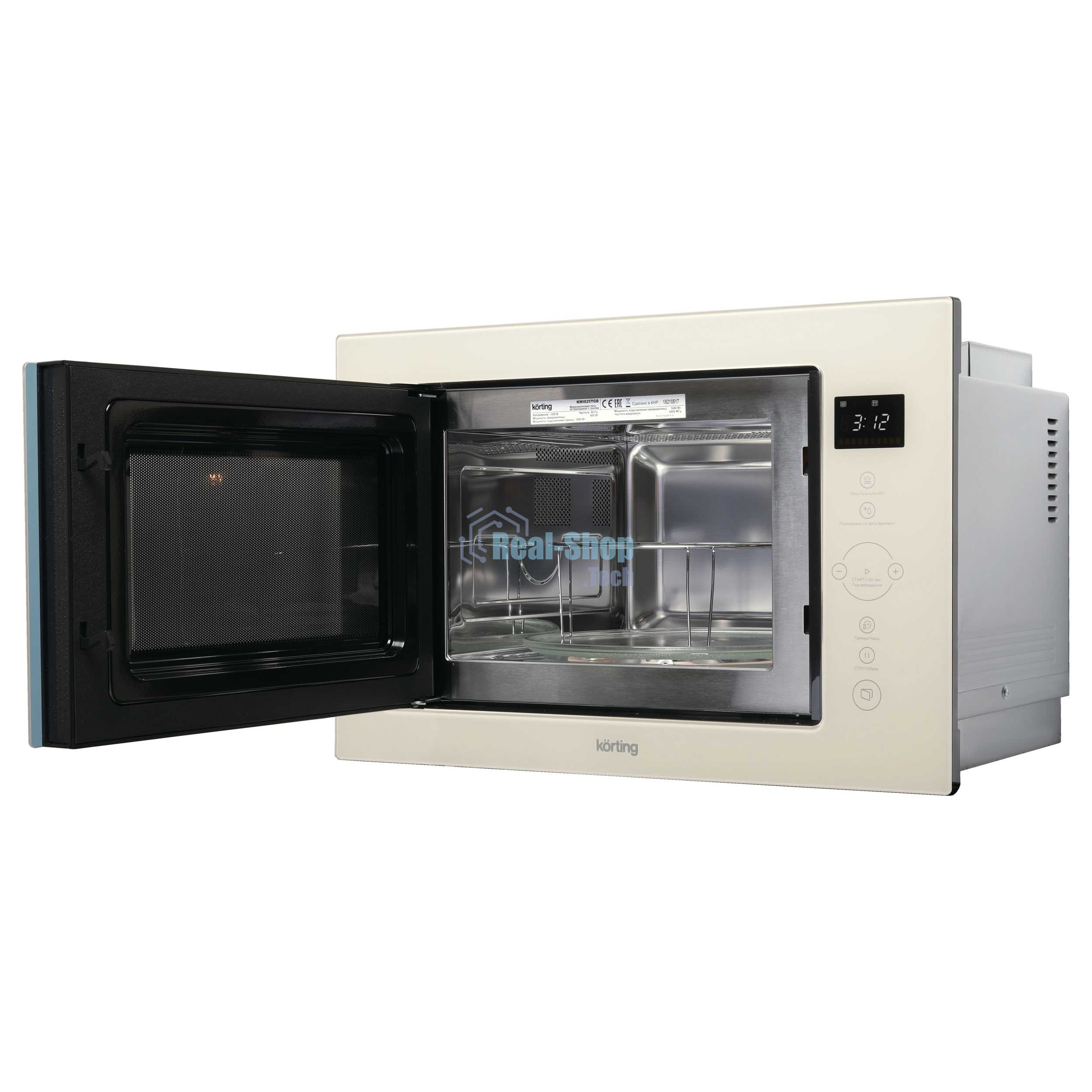 Встраиваемая микроволновая печь Korting KMI 825 TGB бежевый, 25 л, 900 Вт, переключатели - сенсор