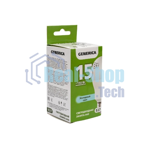Лампа светодиодная GENERICA LL-A60-15-230-65-E27-G A60 15 Вт грушевидная 6500К E27 230В