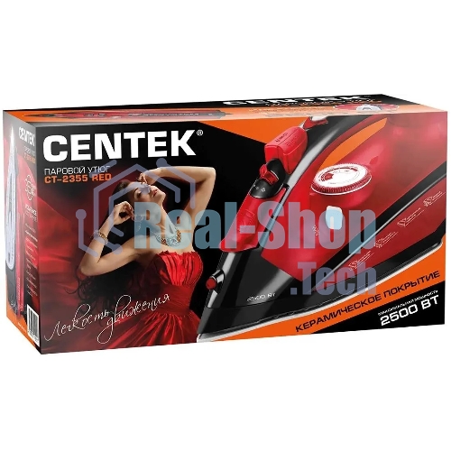 Утюг Centek CT-2355 красный, 2500 Вт, 45 г/мин, 160 г/мин, 270 мл