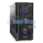 Компьютерный корпус Miditower ExeGate EVO-8227-NPX600 (ATX, БП 600NPX с вент. 12см, 2*USB+1*USB 3.0+HD Audio, черный, 3 вент. RGb, закаленное стекло)