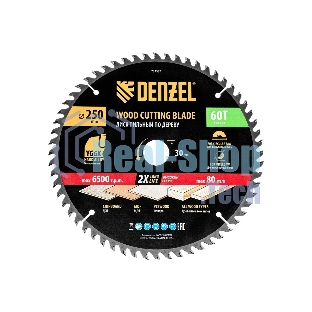 Пильный диск по дереву Denzel ф250 х 30 мм, 60 зубьев