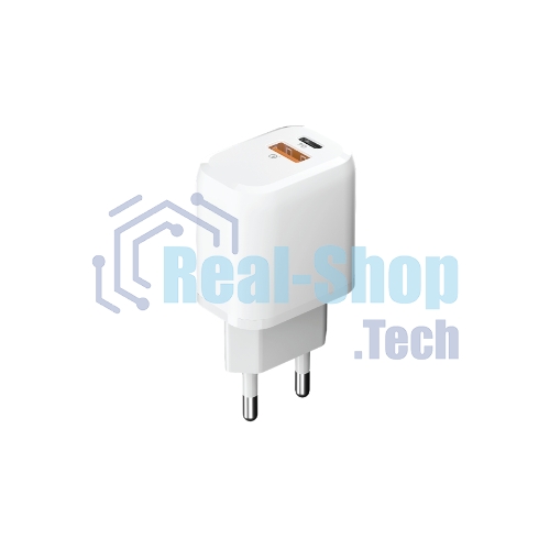 Сетевое зарядное устройство OLMIO Type-C+USB, 20W, 3A, QuickCharge3.0, PowerDelivery, белое