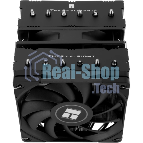 Кулер для процессора Thermalright Royal Knight 120 SE (4-pin PWM, 155мм, Ni/Cu, 6x6мм, 2x120мм, 66.17CFM/59CFM, 25.6dBA/26.1dBA, 1500RPM/1800RPM, S: 1200, 1700, 1851, 115X, AM4, AM5, silver, black)