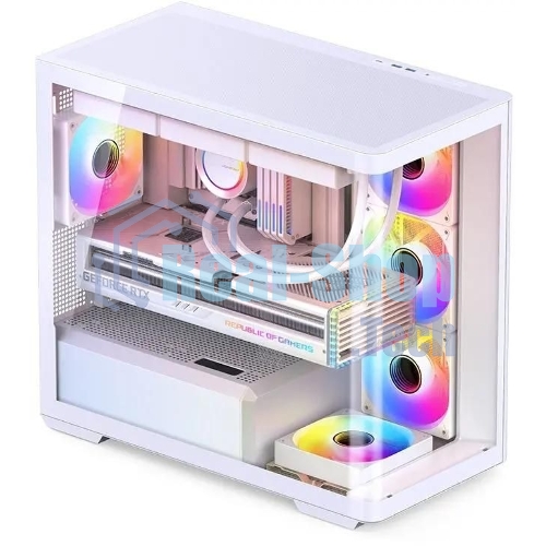 Корпус без блока питания JONSBO D300, Mini-Tower, TG, no fan, 2xUSB-A 3.2 + 1xUSB-C 3.2, mATX, mITX White