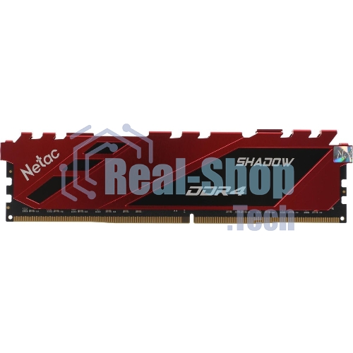 Оперативная память NETAC Shadow, DDR4, 16GB (1x16GB), 3200MHz, CL16, DIMM, с радиаторами, красный