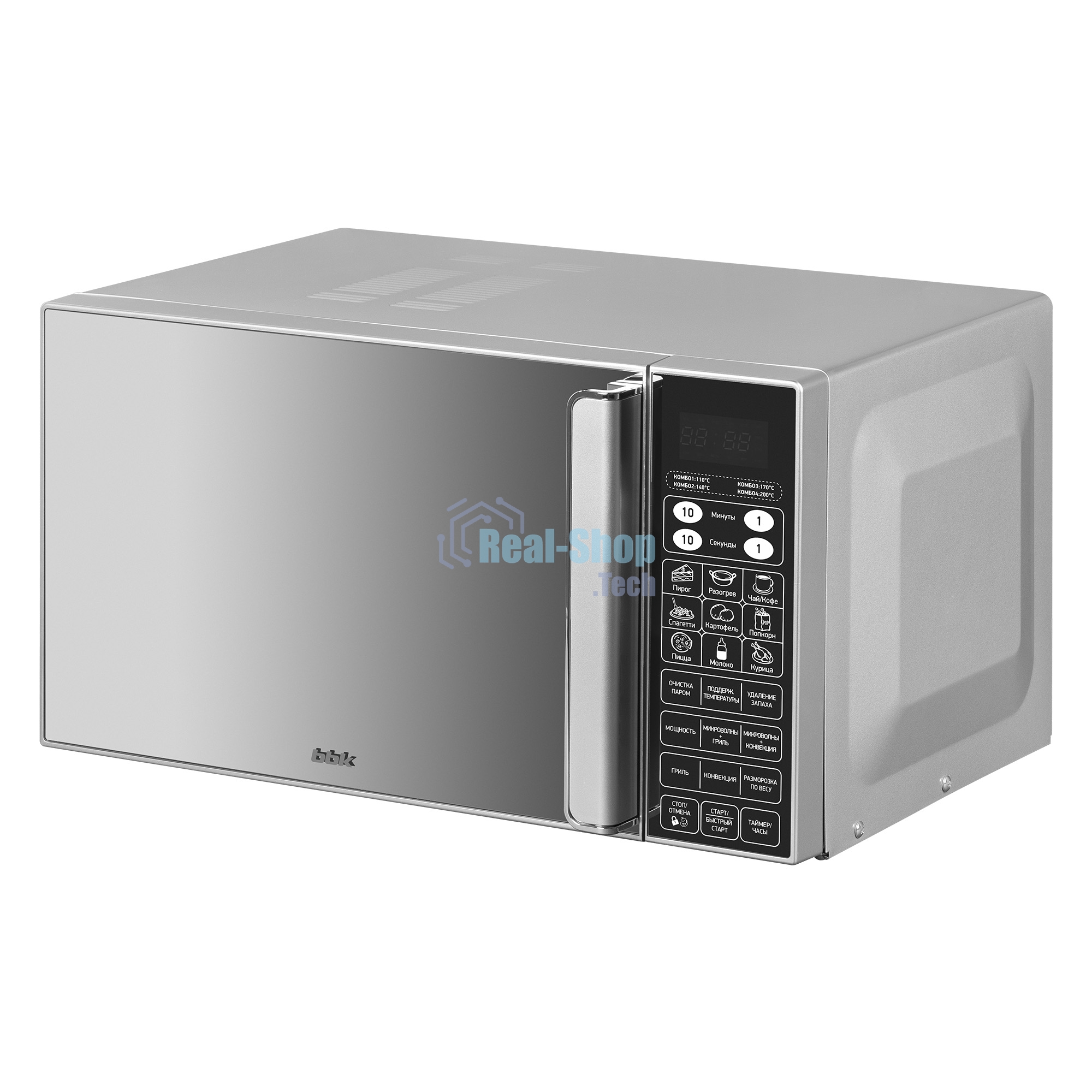 Микроволновая печь BBK 23MWC-982S/SB-M серебристый/черный, 23 л, 900 Вт, переключатели - сенсор