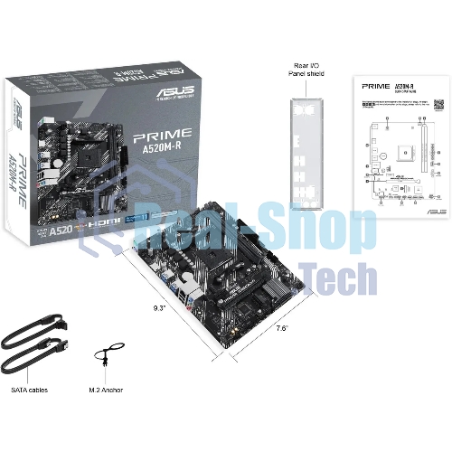 Материнская плата ASUS PRIME A520M-R, AM4, AMD A520, 2xDDR4, 4xSATA, 1xM.2, 1xPCIe 3.0 x16, 1xPCIe x1, 1xHDMI, 1x 1Gb LAN, 2xUSB-A 2.0, 4xUSB-A 3.2 Gen 1, 3x3.5 мм, 7.1, mATX