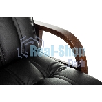 Кресло офисное Бюрократ T-9932W-CF-Eco черный, эко.кожа, на ножках, дерево