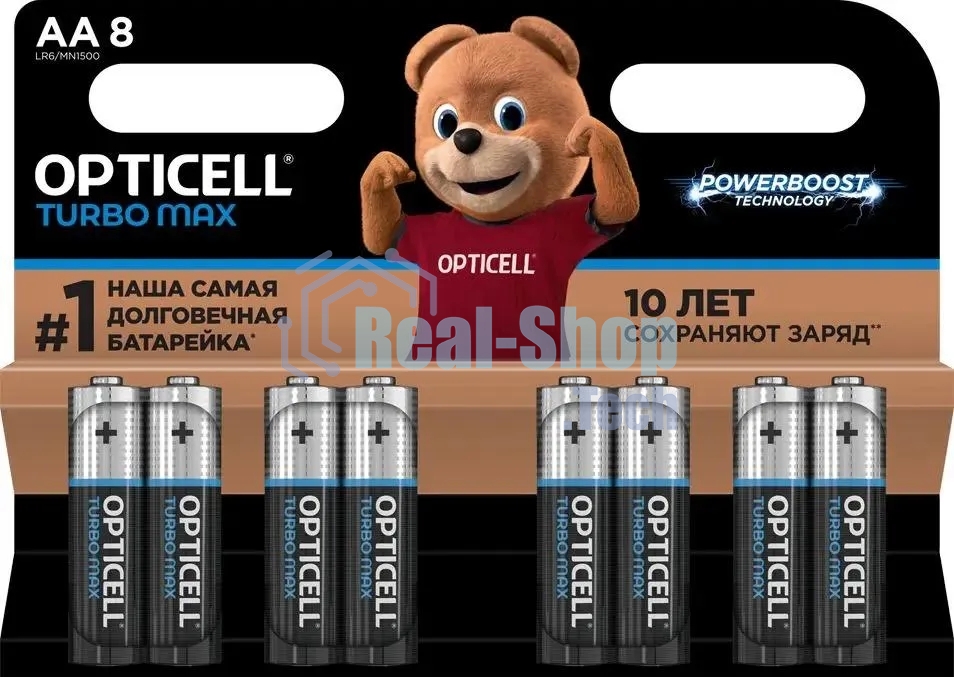 Батарея Opticell Turbo MAX LR6 AA (8шт) блистер