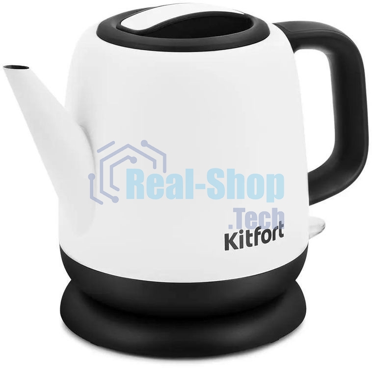 Чайник электрический Kitfort KT-6112 1 л, 1630 Вт, белый/черный (корпус: нержавеющая сталь)