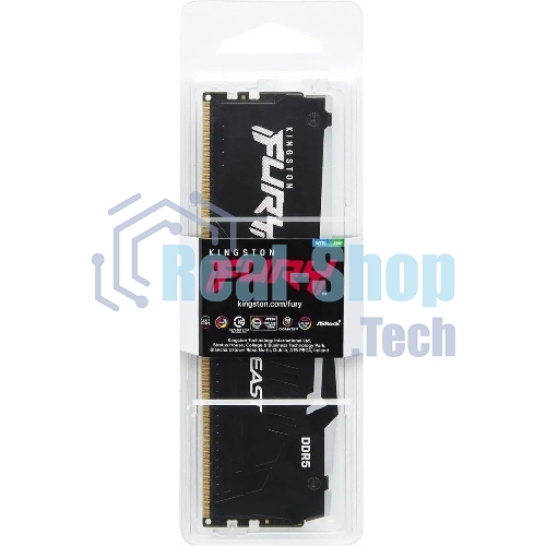 Оперативная память Kingston Fury Beast, DDR5, 32Gb (1x32Gb), 6000MHz, CL30, DIMM, с радиатором, RGb, черный