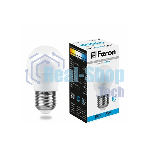 Лампа светодиодная Feron LB-95 7W 230V E27 6400K G45