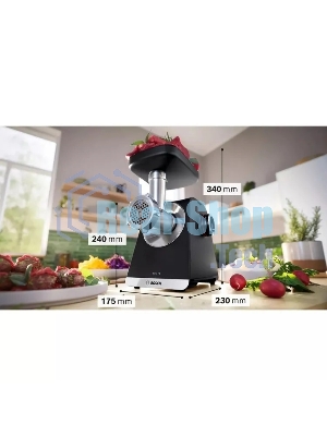 Мясорубка электрическая Bosch MFWS650B черный, 2100 Вт, 3.5 кг/мин, реверс, защита от перегрузки, насадки - 5