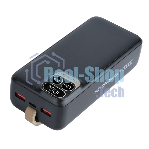 Портативный аккумулятор Perfeo Powerbank Atomic Age 30000 mAh/LED дисплей/PD + QC 3.0/Type-C/2 USB/Выход: 5A, max 22.5Wчерный (PF_E1478)