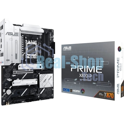 Материнская плата ASUS PRIME X870-P, AM5, AMD X870, 4xDDR5, 2xSATA, 4xM.2, 1xPCI-E 5.0 x16, 1xPCI-E 4.0 x16, 1xPCI-E x1, 1xHDMI, 2xUSB Type-C, 1x2.5Gb LAN, 4xUSB-A 3.2 Gen 1, 1xUSB 3.2 Gen 2, 3x3.5 мм, 7.1, ATX
