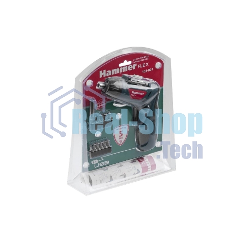 Отвертка аккумуляторная Haммer ACD3.6A с набором бит 3,6В 1,3Ач 4Нм Li-Ion 653290