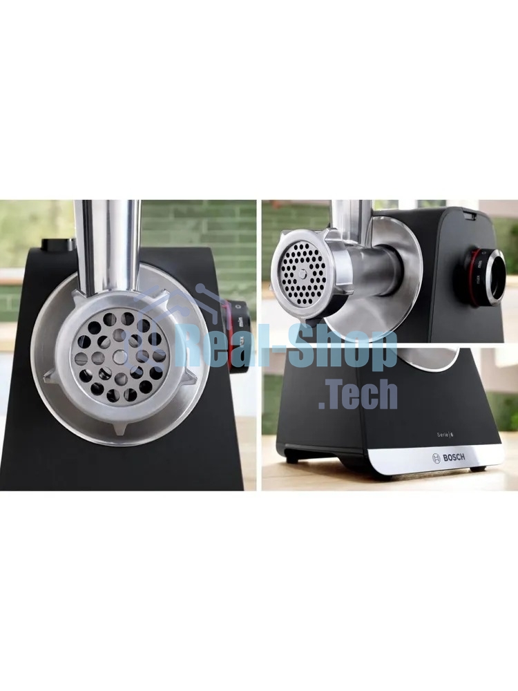 Мясорубка электрическая Bosch MFWS650B черный, 2100 Вт, 3.5 кг/мин, реверс, защита от перегрузки, насадки - 5