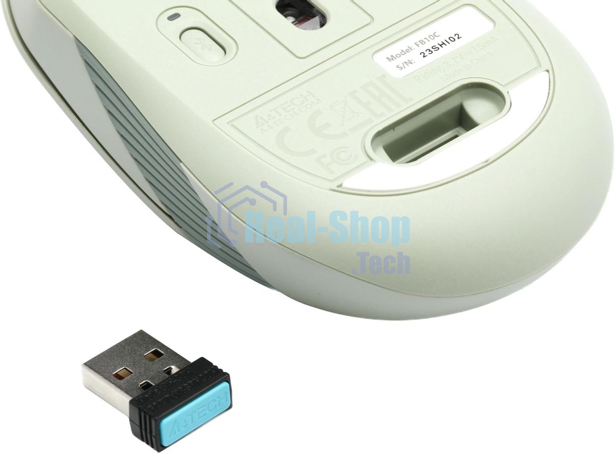 Мышь беспроводная A4Tech Fstyler FB10C зеленый, 2000 dpi, радиоканал, Bluetooth, USB, кнопки - 4