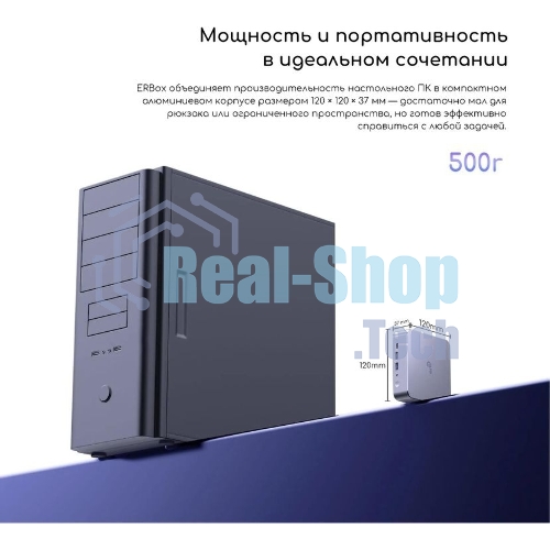 Неттоп Acer Gadget E10 ERBox Ryzen 7 8745HS (3.8) 16Gb SSD512Gb UHDG Windows 11 Pro 2xGbitEth WiFi BT 120W черный (1747236)