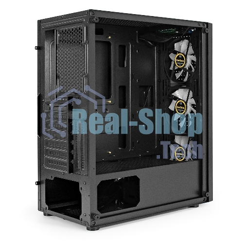 Компьютерный корпус Miditower ExeGate EVO-8227-NPX500 (ATX, БП 500NPX с вент. 12см, 2*USB+1*USB 3.0+HD Audio, черный, 3 вент. RGb, закаленное стекло)