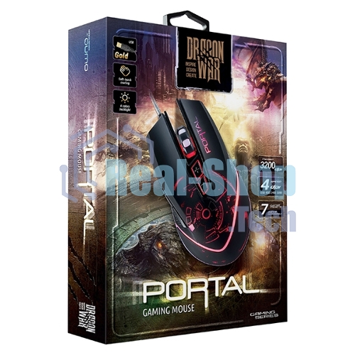 Мышь проводная Qumo Portal M39 черный, 3200 dpi, USB, кнопки - 6