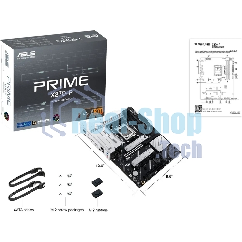 Материнская плата ASUS PRIME X870-P, AM5, AMD X870, 4xDDR5, 2xSATA, 4xM.2, 1xPCI-E 5.0 x16, 1xPCI-E 4.0 x16, 1xPCI-E x1, 1xHDMI, 2xUSB Type-C, 1x2.5Gb LAN, 4xUSB-A 3.2 Gen 1, 1xUSB 3.2 Gen 2, 3x3.5 мм, 7.1, ATX