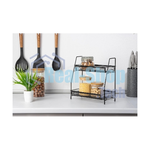 Этажерка настольная двухуровневая Mallony L’ordine Nero, 31,5*17*33 см