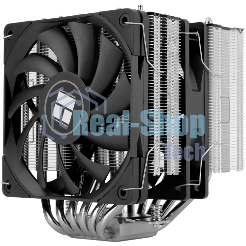 Кулер для процессора Thermalright Royal Knight 120 SE (4-pin PWM, 155мм, Ni/Cu, 6x6мм, 2x120мм, 66.17CFM/59CFM, 25.6dBA/26.1dBA, 1500RPM/1800RPM, S: 1200, 1700, 1851, 115X, AM4, AM5, silver, black)