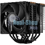 Кулер для процессора PCCooler RT620 Digital BK (250W, 4-pin PWM, LED temp., 157mm, 6x6mm, 2x120мм, 73.32CFM, 34.9dBA, 2200RPM, S: 1851/1700/1200/115X, AM5/AM4, черный)