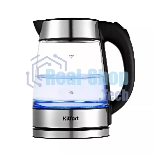 Чайник электрический Kitfort KT-6118 1.7л. 2200Вт прозрачный/серебристый (корпус: стекло)