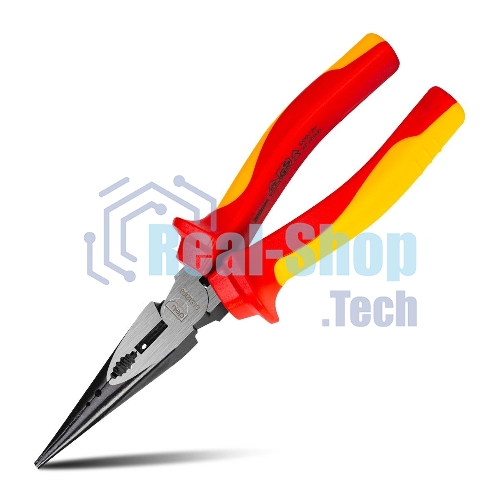 Диэлектрические удлиненные плоскогубцы Deli DL512108 200мм, сталь Cr-V, сертификат VDE для работ под напряжением до 1000 В
