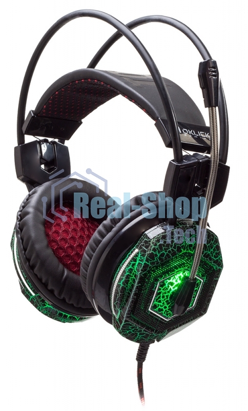 Гарнитура Oklick HS-L500G зелёный/чёрный, проводная, USB/3.5 мм