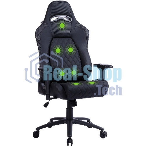 Кресло игровое Cactus CS-CHR-130-M, массажное, с подголовником, черный
