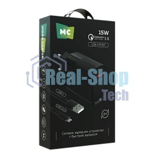 Сетевое зарядное устройство MORE CHOICE (4620202553416) NC09m 1USB 3.0A QC3.0 15W, черный