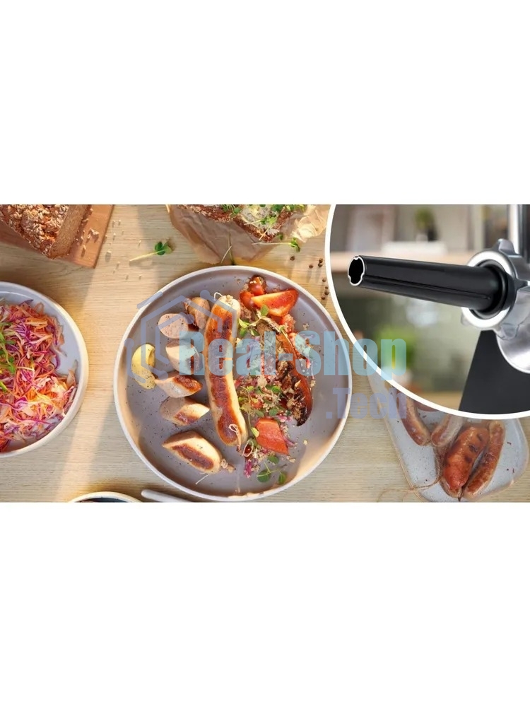 Мясорубка электрическая Bosch MFWS650B черный, 2100 Вт, 3.5 кг/мин, реверс, защита от перегрузки, насадки - 5