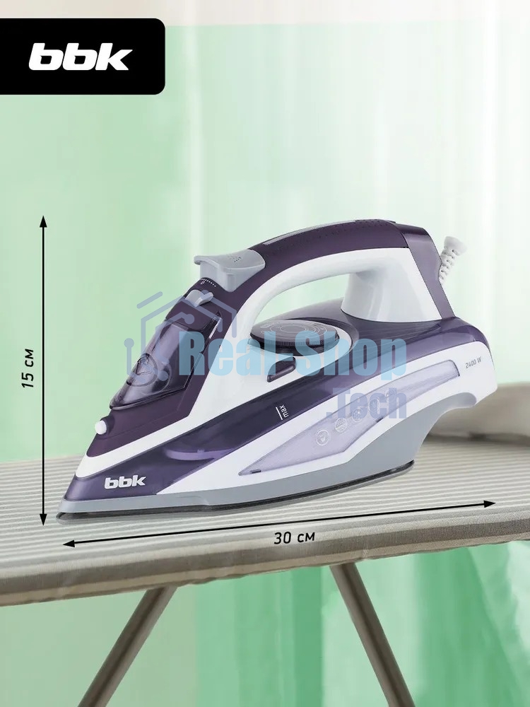 Утюг BBK ISE-2404 фиолетовый, 2400 Вт, 40 г/мин, 140 г/мин, 440 мл