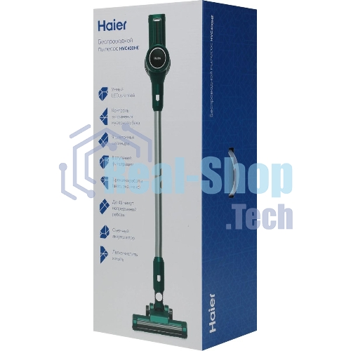 Пылесос вертикальный Haier HVC400HE зеленый, питание от аккумулятора, 400 Вт, уборка сухая, пылесборник 0.8 л