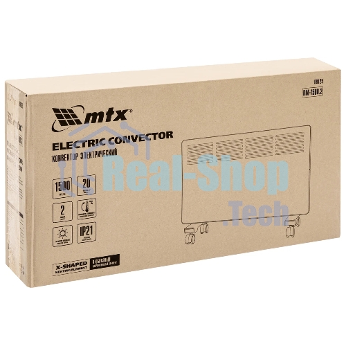 Конвектор электрический MTX КМ-1500.2 белый, 1500 Вт, 20 м2, термостат