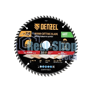 Пильный диск по дереву Denzel ф250 х 32 мм, 60 зубьев