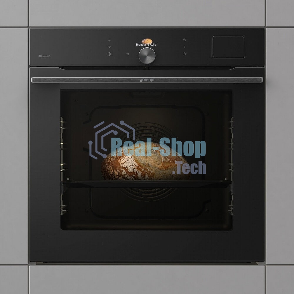 Встраиваемая электрическая духовка Gorenje BFS6148B, объем 77 л, макс. температура 230 градусов, сенсорное/поворотное управление, Wi-Fi, пар (FullSteam), сувид, AirFry, автоматические программы, телескопические направляющие на одном уровне, термощуп, динамическая система охлаждения, многоуровневое приготовление, PerfectGrill, энергоэффективность А+, черный