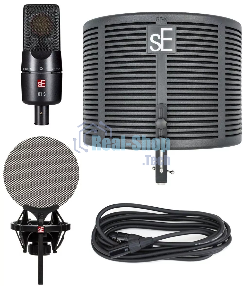 Микрофон конденсаторный sE Electronics X1 S STUDIO BUNDLE 20 Гц 20 кГц, кардиоида, комплектация: фильтр RF-Х, металлический поп-фильтр, держатель типа паук, 3-х метровый микрофонный кабель