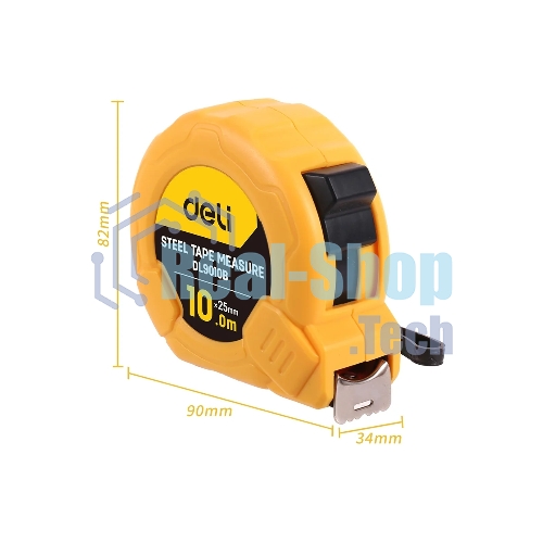 Рулетка Deli DL9010B 10мx25мм Метрическая. Корпус ударопрочный, компактный.