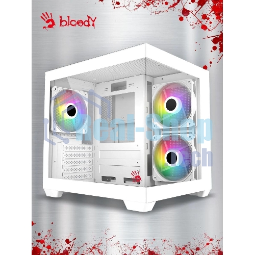 Компьютерный корпус Bloody CC-121 белый без БП mATX 7x120мм 1xUSB2.0 1xUSB3.0 audio